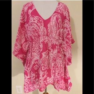 Fresh produce pink tunic top kaftan dolman sleeves